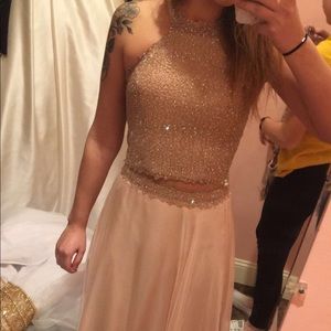 Pink two piece prom dress!